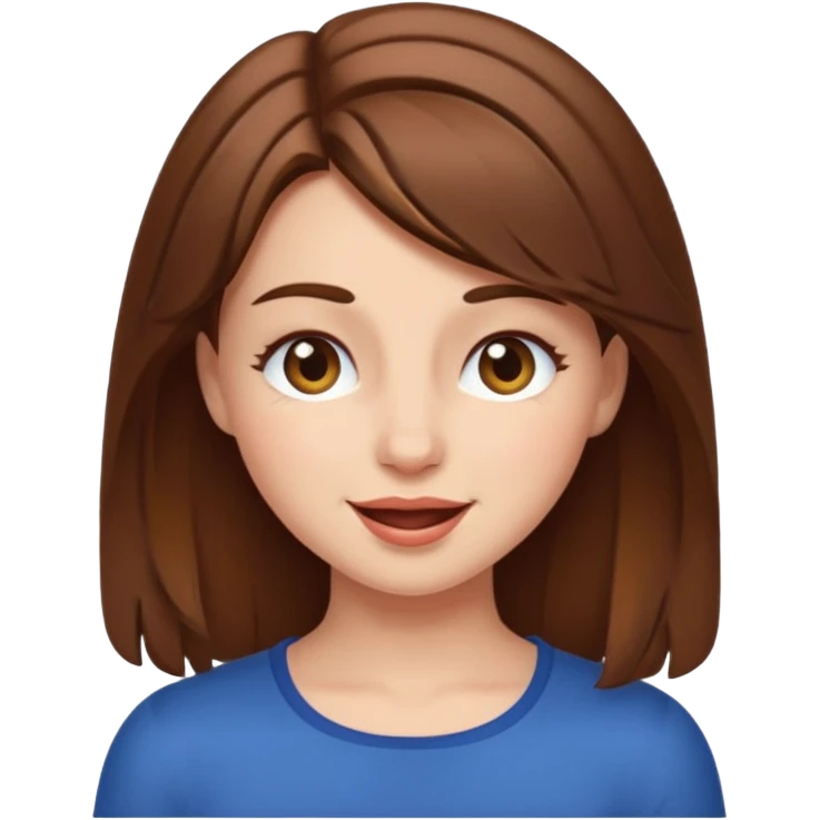 girl with brown hair, winking emoji