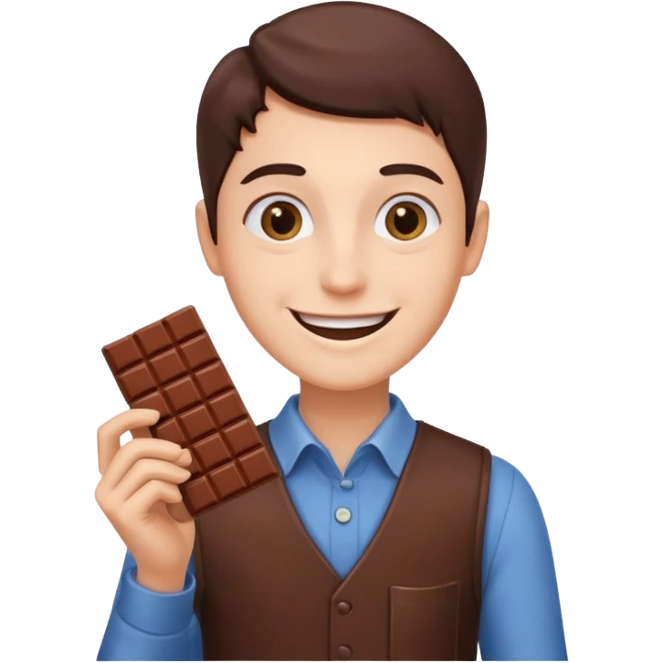 a chocolate bar being sold by a human emoji