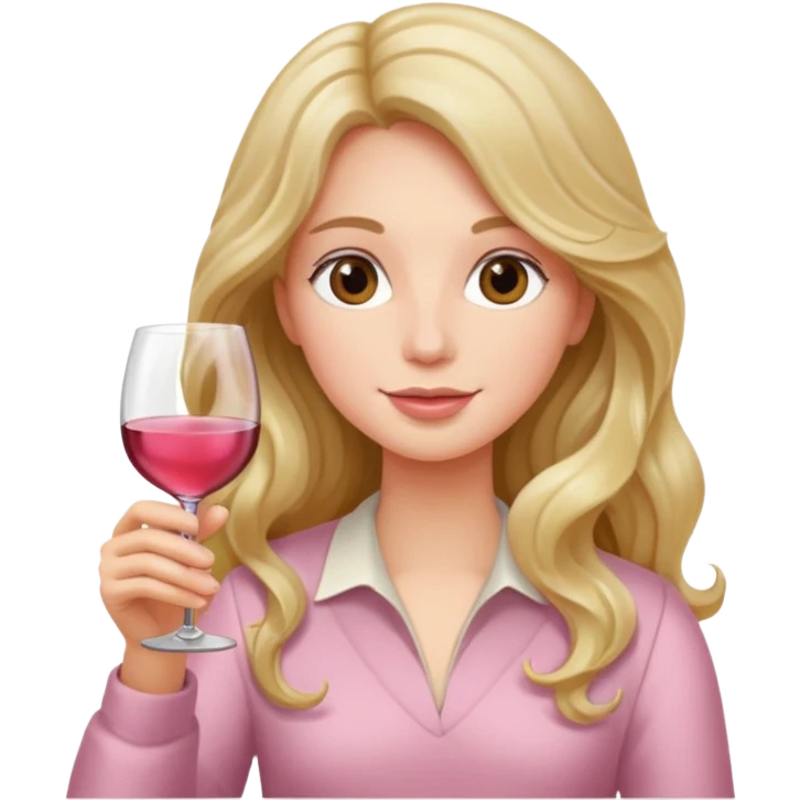 Person long wavy hair with light pink wine emoji