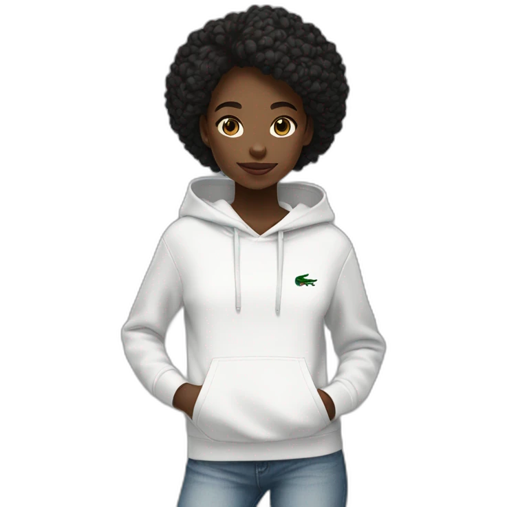 Lacoste tênis black girl with white lacoste hoodie emoji