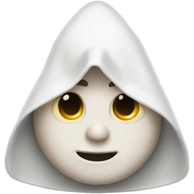 A man wearing a triangular white hood with only eye holes emoji