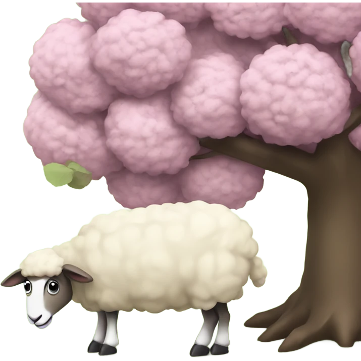 a sheep eats under a tree emoji