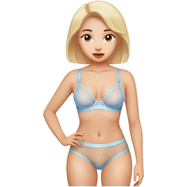 Realistic woman’s posing mesh underwear  emoji