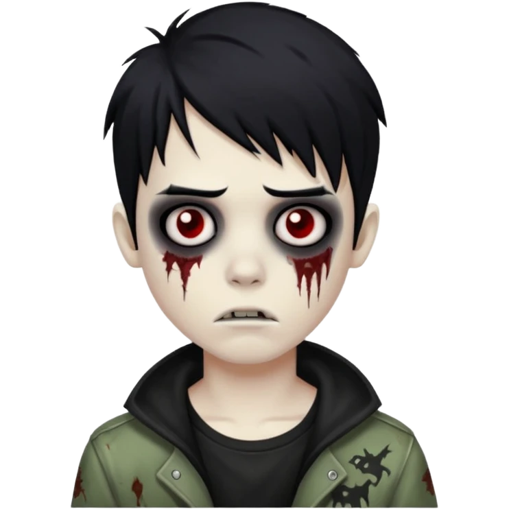 boy zombie with black hair emo emoji