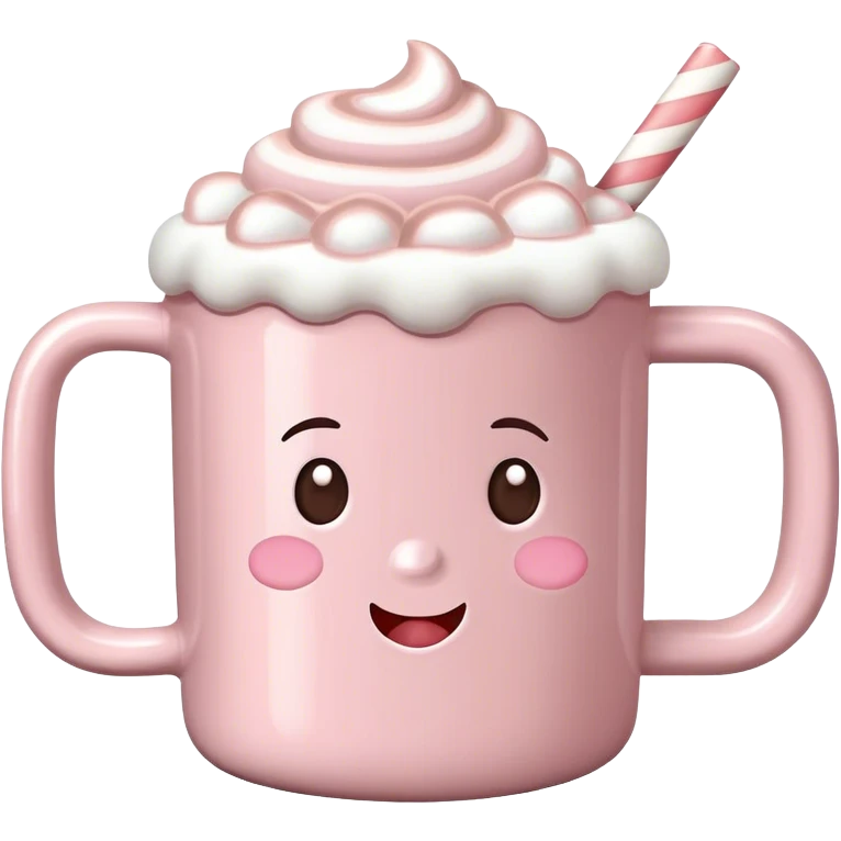 Light Pink mug of hot chocolate with marshmallows  emoji