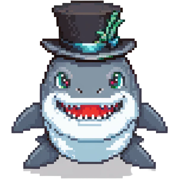 shark wearing a fancy black top hat emoji