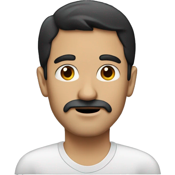 dark hair dark eyes man with short mustache on a laptop emoji