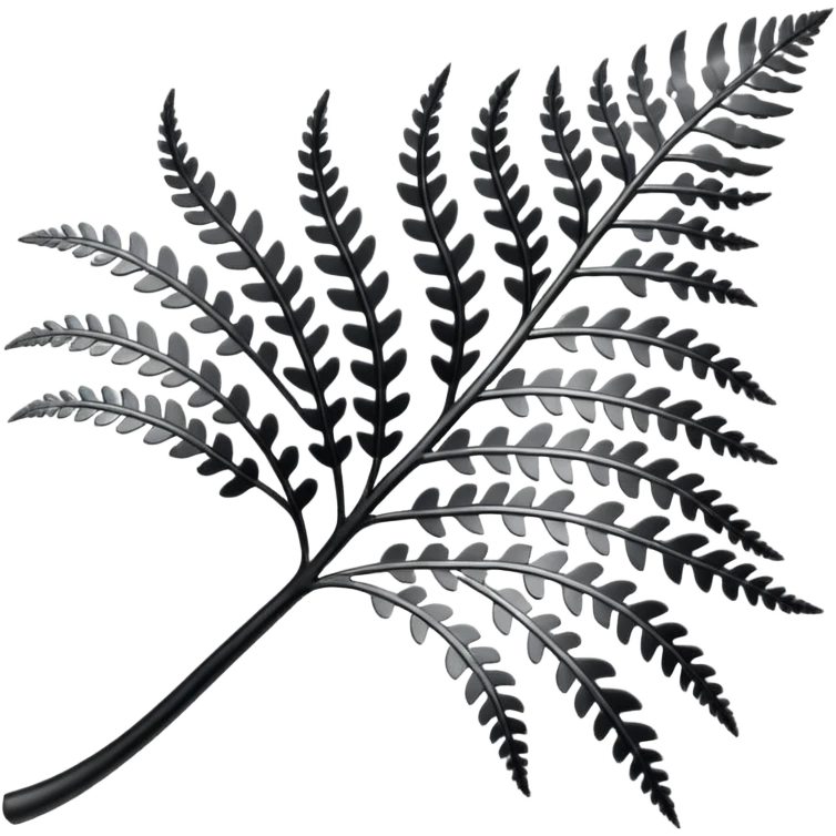 Black and silver filigree fern leaf, 3D, extremely detailed design emoji