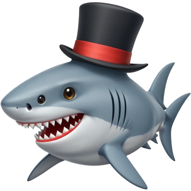 Shark with a top hat emoji