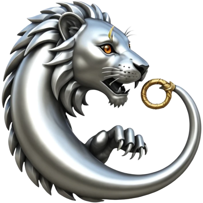 Silver Elder Scrolls Online Lion eating its tail Ouroboro emoji