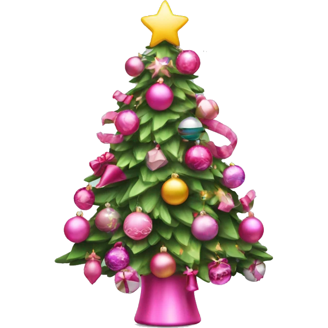 Christmas tree decorated with pink toys  emoji