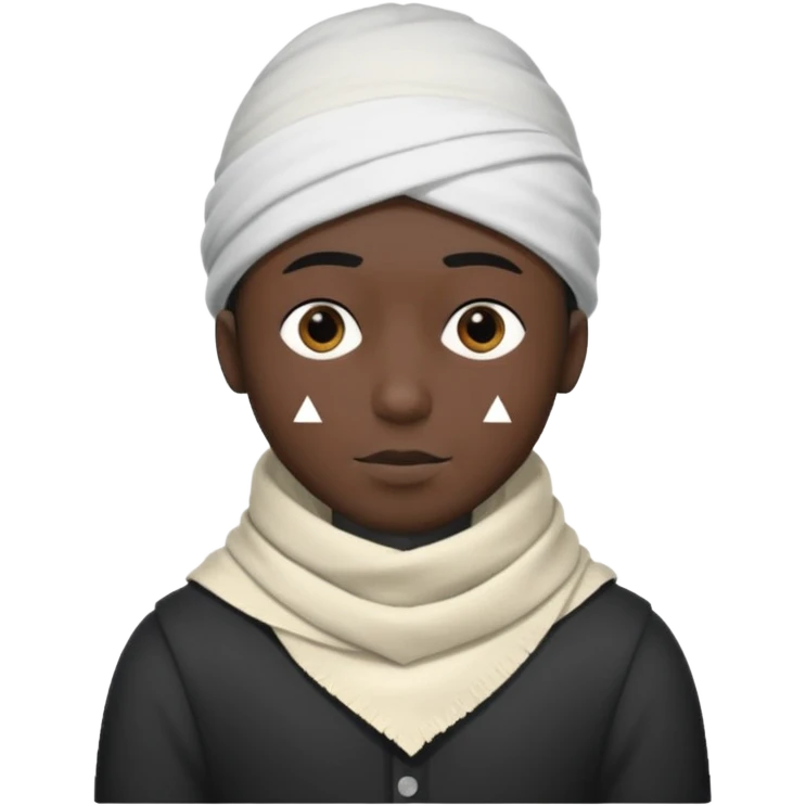 A guy with a triangle body with no arms and legs then his head is a perfect circle and his head is also black then give him a hat that doesn’t go behind his head, and last but not least give him a white scarf emoji