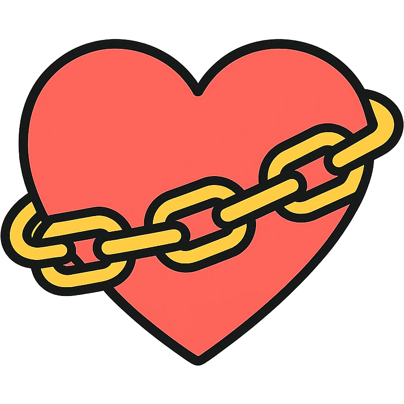 A heart with a chain wrapped around it or attached to it emoji