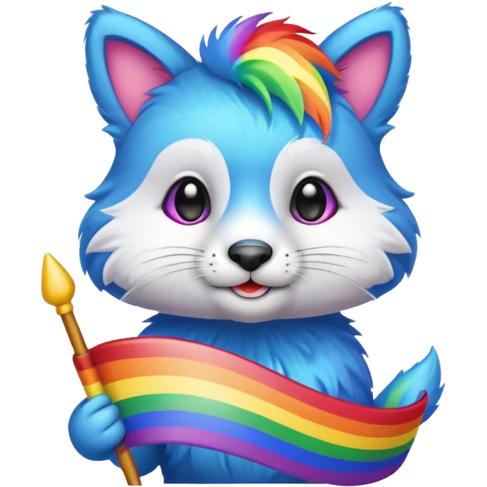 Rainbow flag hold by a animal emoji