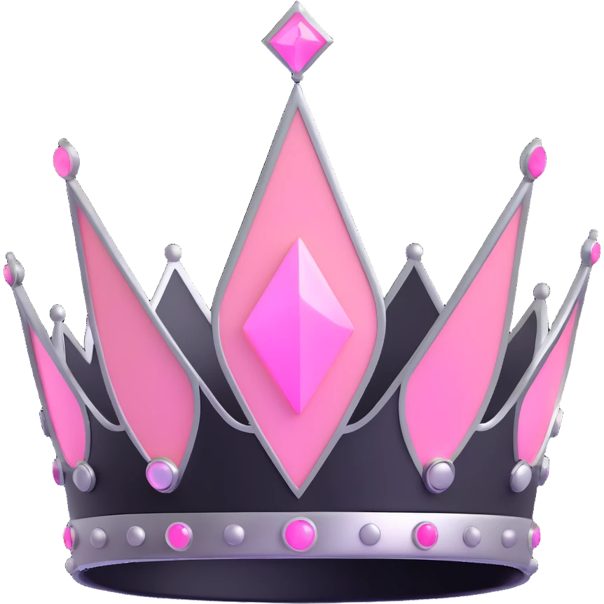 futuristic tech crown with glowing pastel pink elements and silver accents emoji