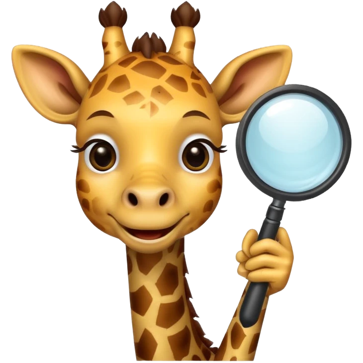 curious giraffe with creepy smile and with magnifying glass emoji