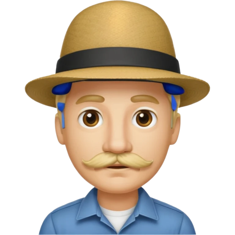 blonde man has amustache and hat emoji