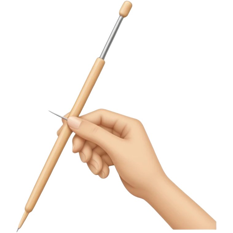 hand holding 1 knitting needle emoji