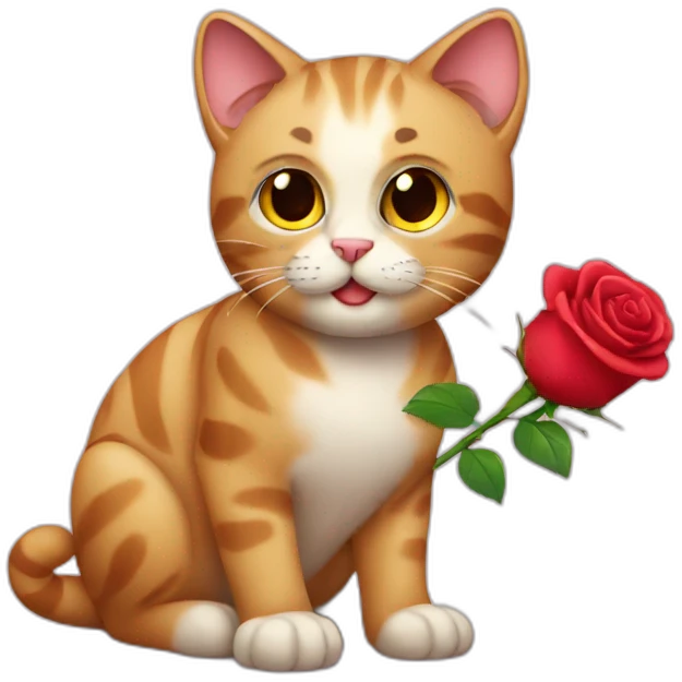 a cat with a rose emoji