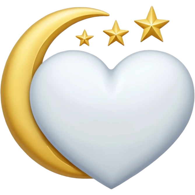 white heart with a moon and stars emoji