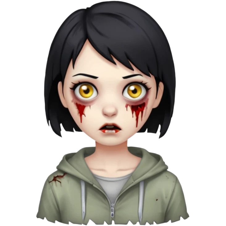 Zombie girl with very short hair emoji