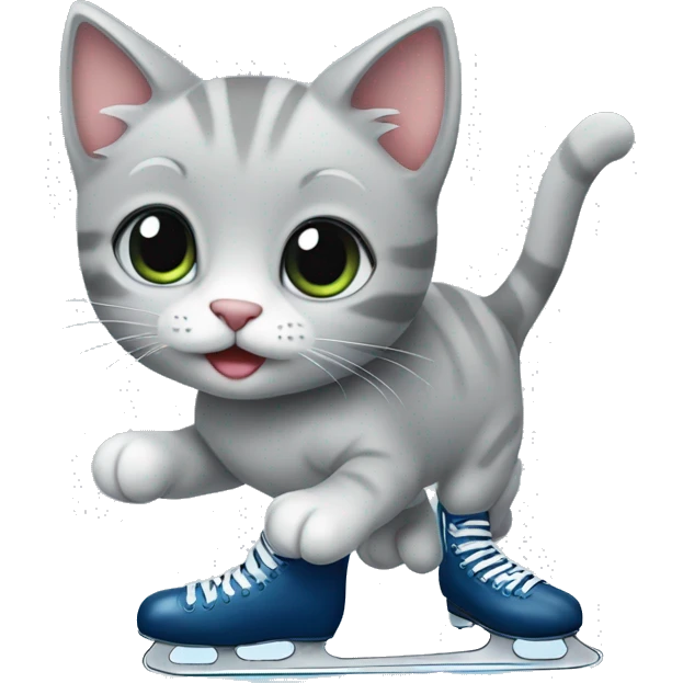 grey kitten ice skating emoji