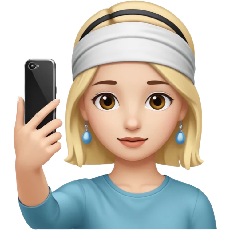 girl with headband taking selfie emoji