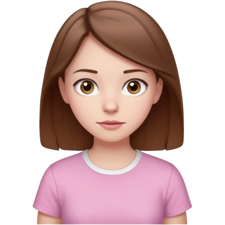 Pale girl brown hair and wearing pink and white shirt emoji
