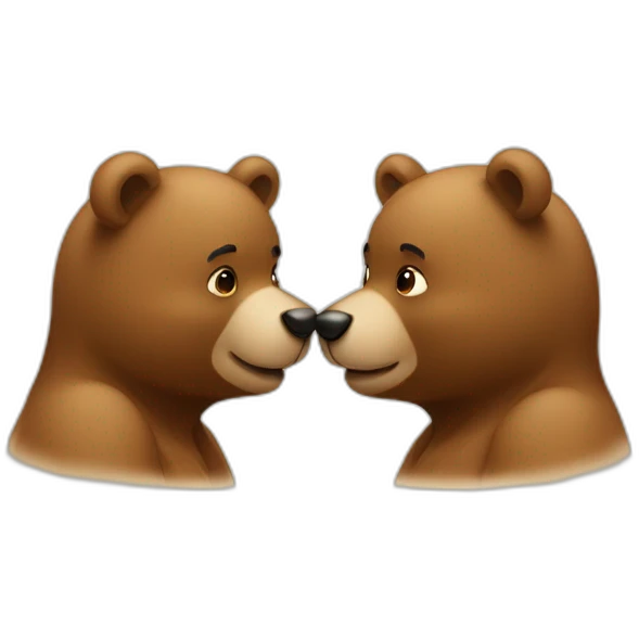 Two bears kissing, face only emoji