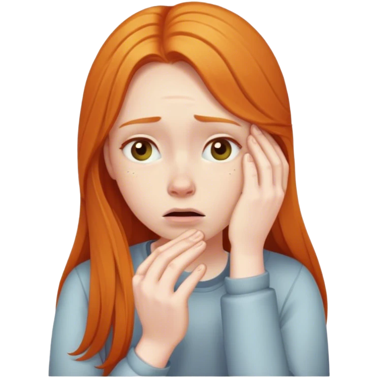 ginger girl facepalm long hair emoji