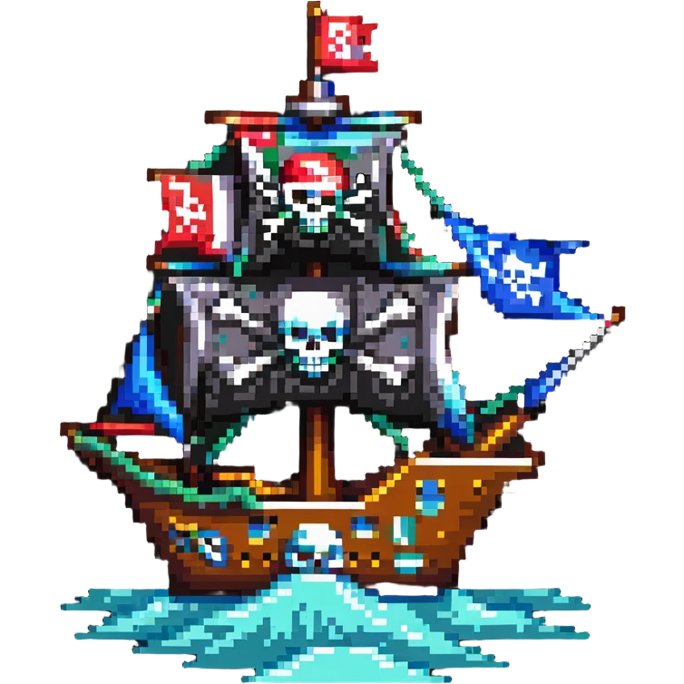 pirate ship with skull flag emoji