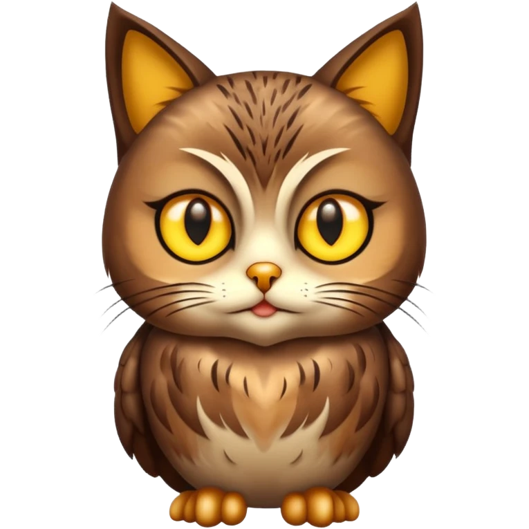 A cat with a owl body emoji