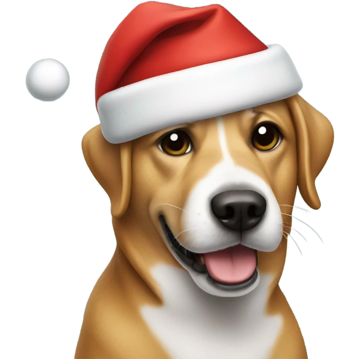 Dog wearing a Santa hat emoji