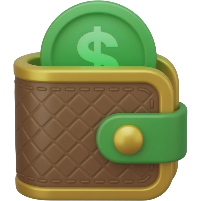 3D isometric leather wallet icon, glowing digital coins.
Minimalist professional style, emerald green & gold accents.
Soft studio lighting, 8k Octane render, ray-tracing detail.
Isolated on white background, premium literary aesthetic --v 6.0 emoji