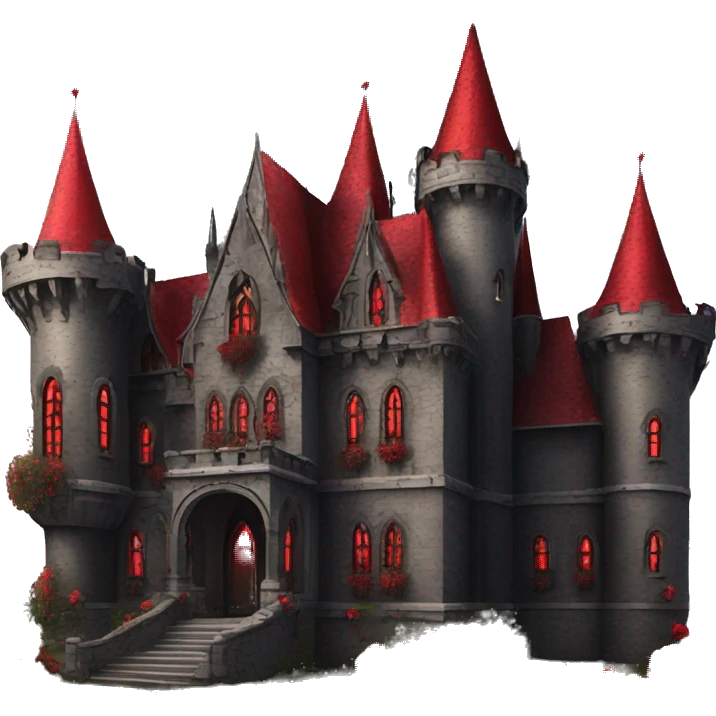 Black and red gothic castle with roses emoji