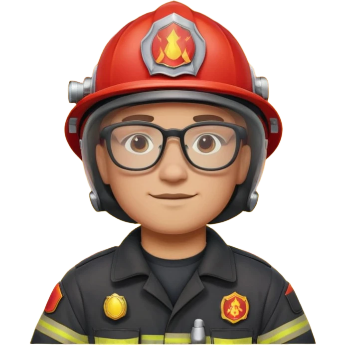Firefighter with glasses and fire background  emoji