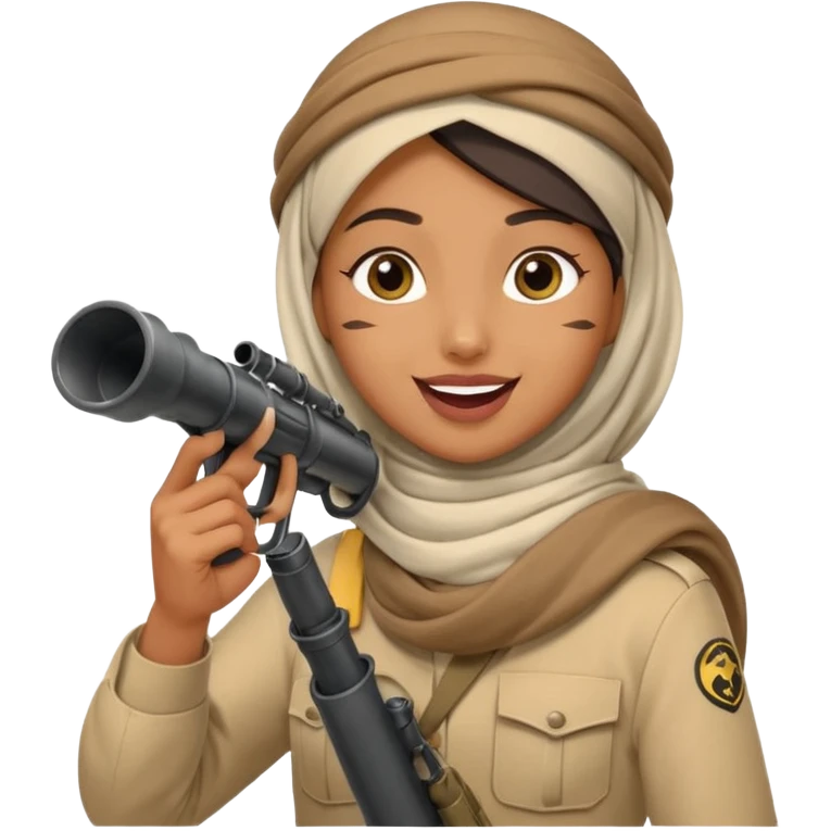 An emarati arab holding a bazooka while sending kisses emoji