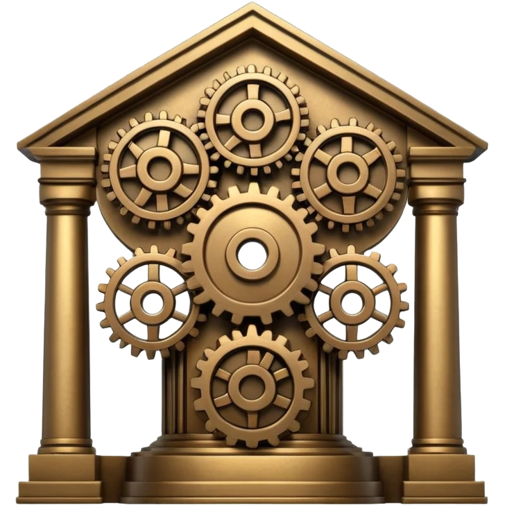Bank with cogs emoji