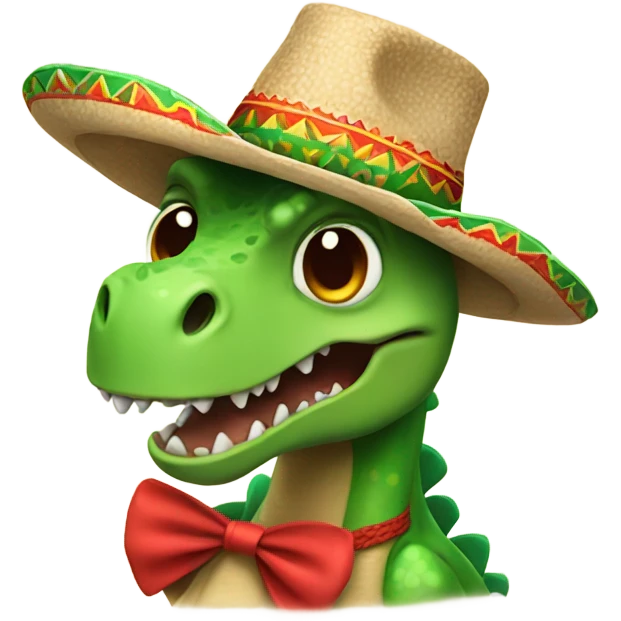 Dinosaur wearing a Mexican hat emoji