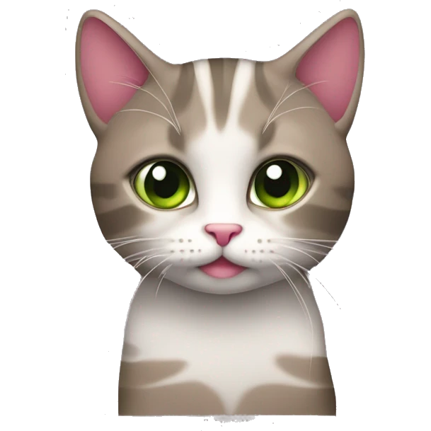 gattina con pelo color mogano e strisce grigio scuro sulla fronte. occhi verde oliva. nasino rosa.  emoji