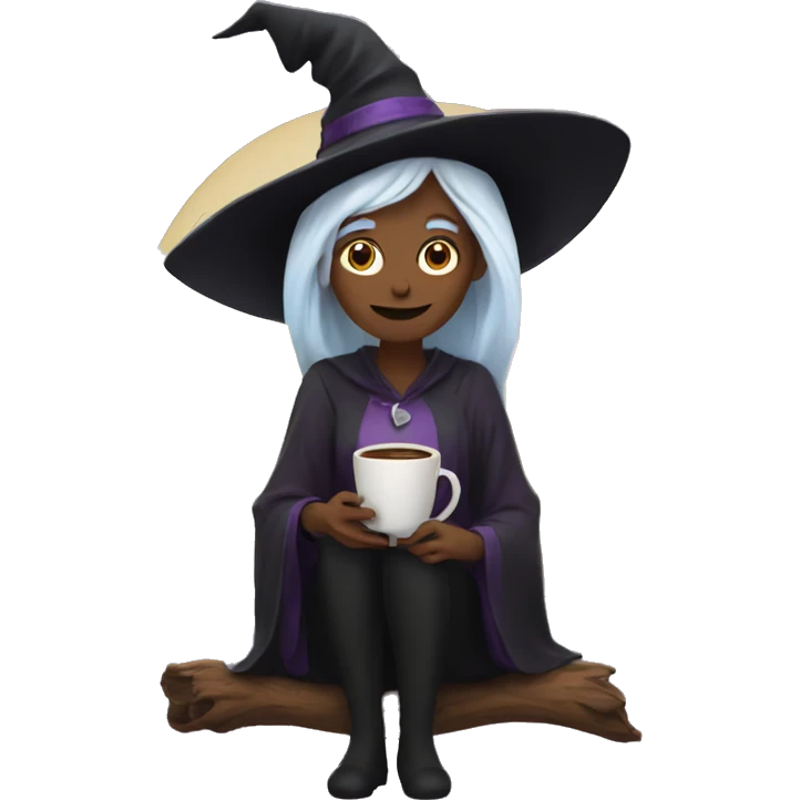 Witch with a coffee emoji