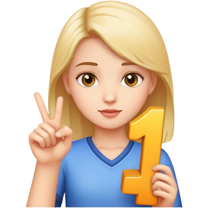 Girl holding number 1 emoji