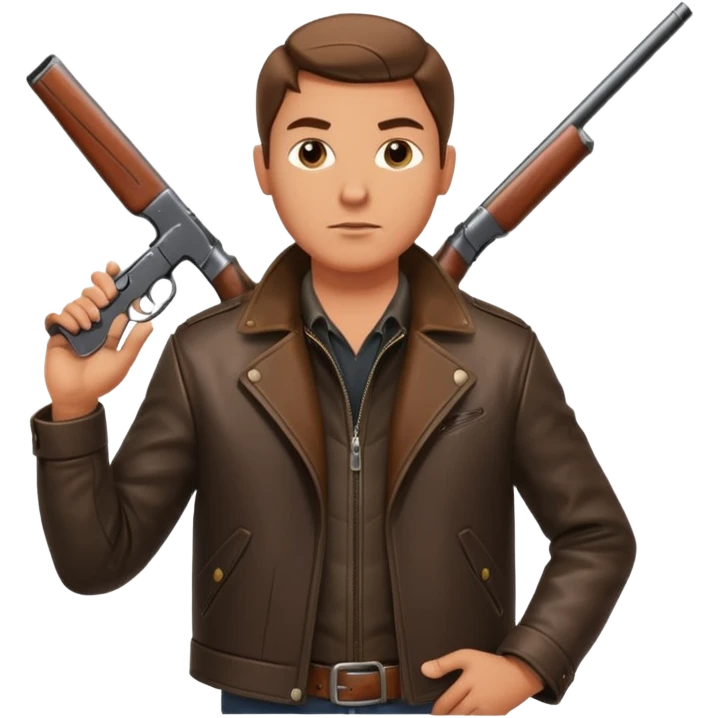 man hunter with a shotgun slung over shoulder, confident stance emoji
