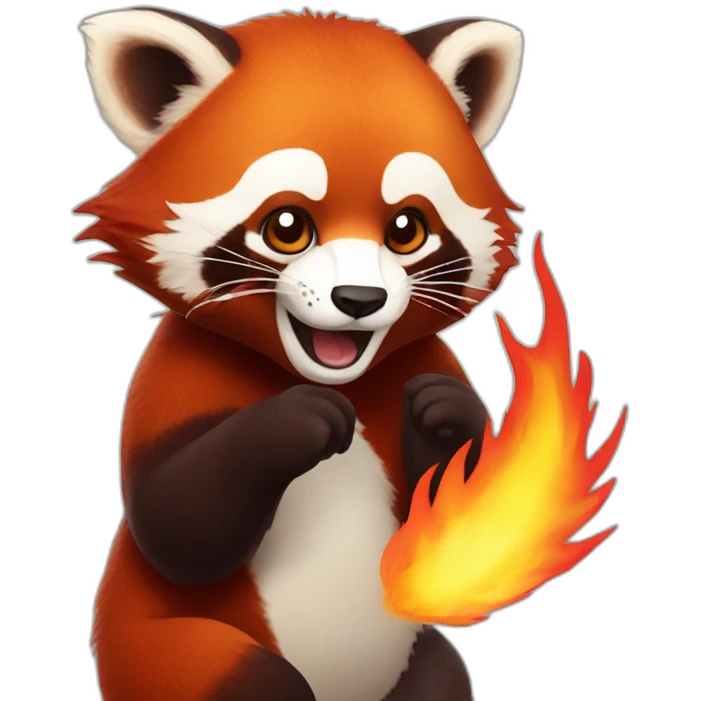Red panda breathing fire emoji