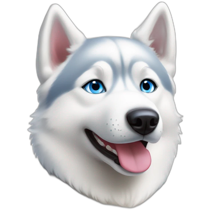 White Siberian husky smile  blue eyes emoji