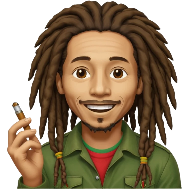 Bob Marley version cartoon smoked weed emoji