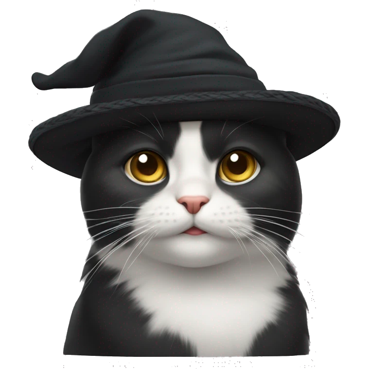 cabeza de gato negro con gorro de bruja emoji