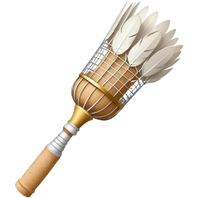 badminton shuttlecock with white feathers and cork base emoji