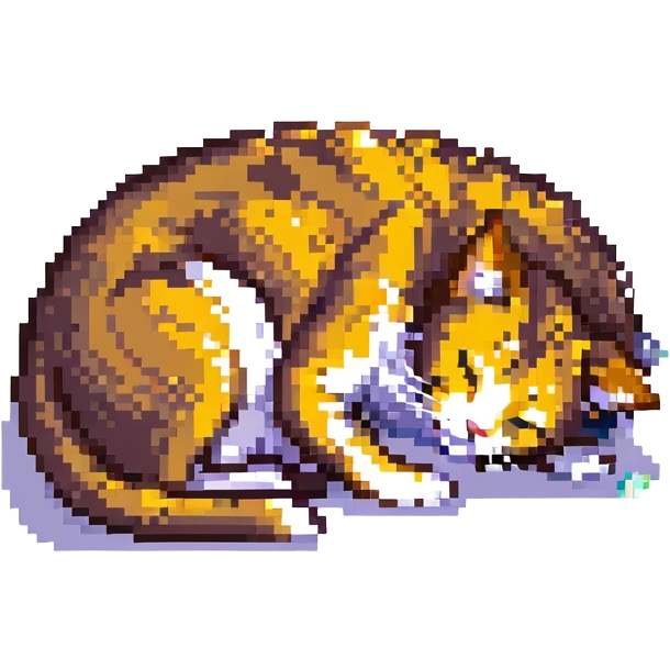 curled up sleeping pixel art cat emoji