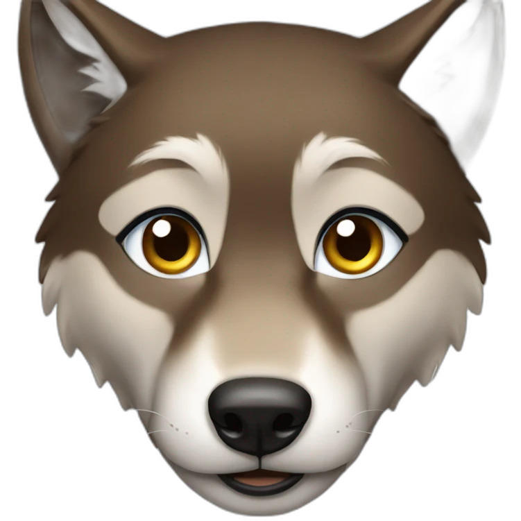 Brown female wolf blue eyes  emoji